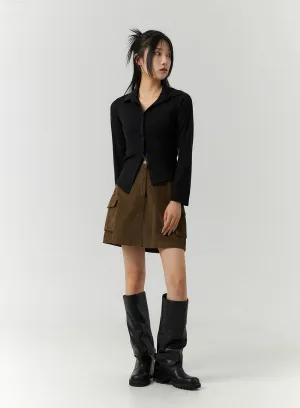 Corduroy Cargo Mini Skirt CN321