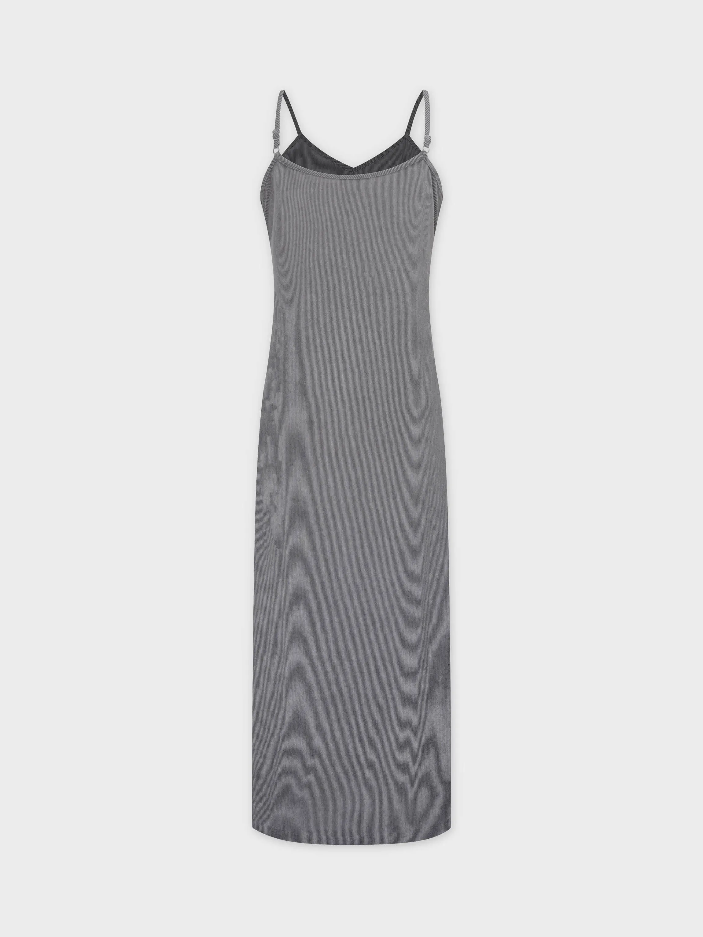 Corduroy Slip Dress-Grey