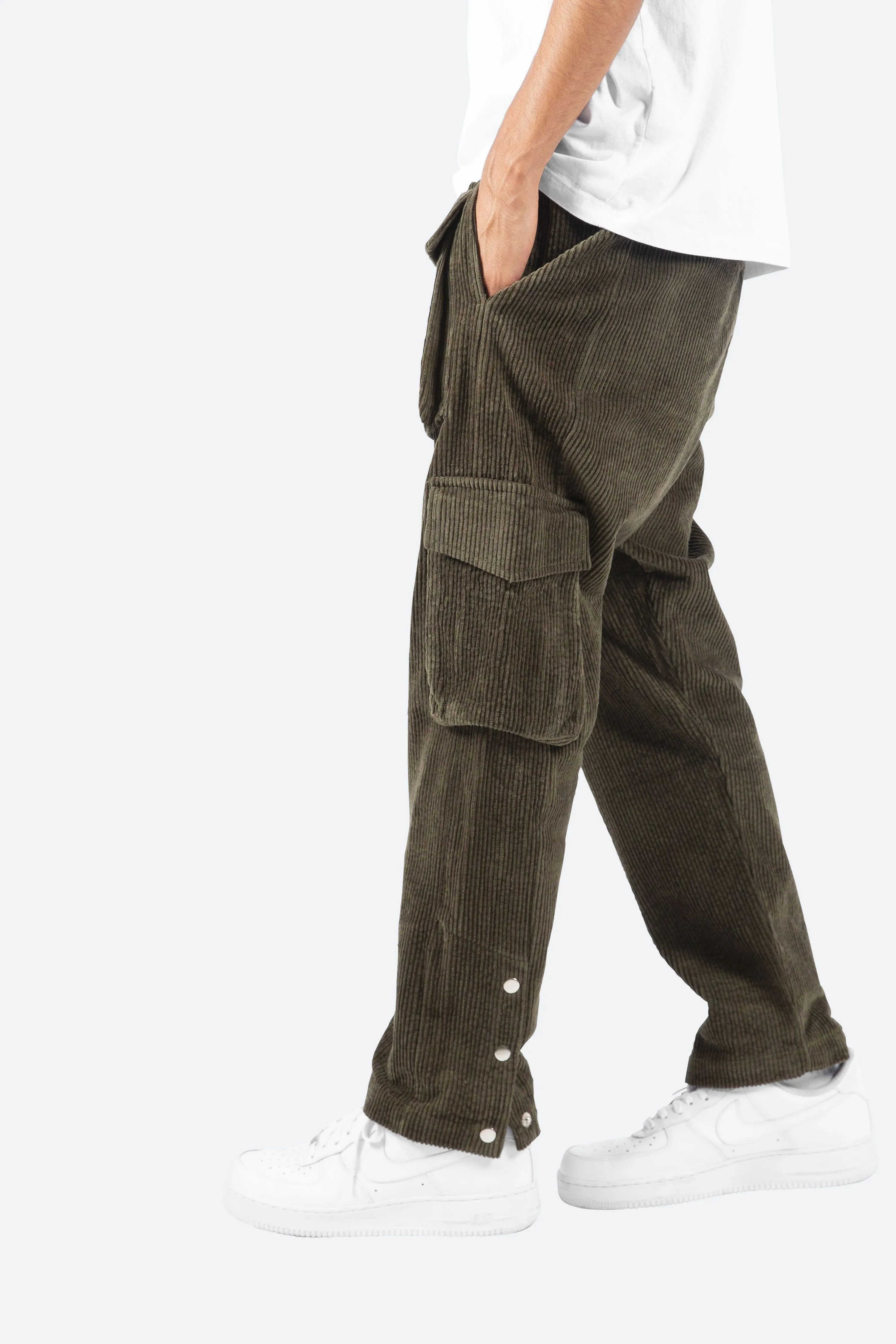 Corduroy Snap II Cargo Pants - Olive