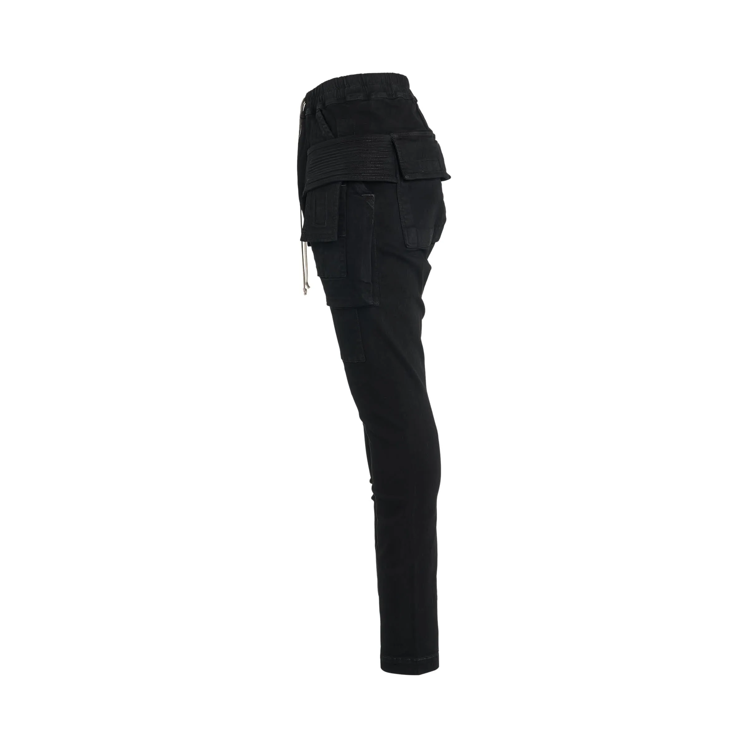 Creatch Cargo Stretch Denim Drawstring Pants in Black