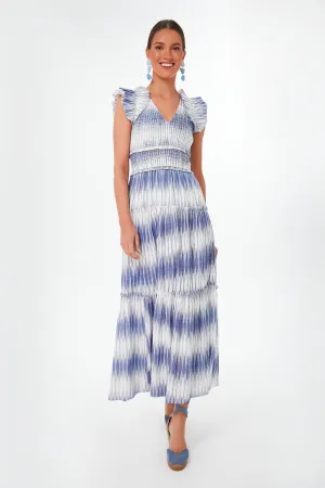 Creme and Blue Kalin Maxi Dress