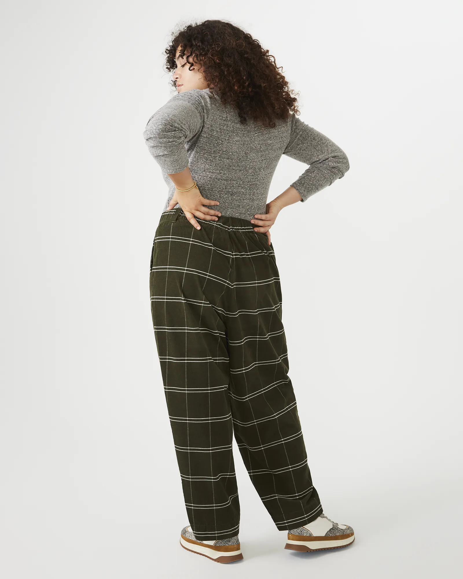 Curvy Corduroy Pull-On Jogger Pants | Forest Green / Ivory