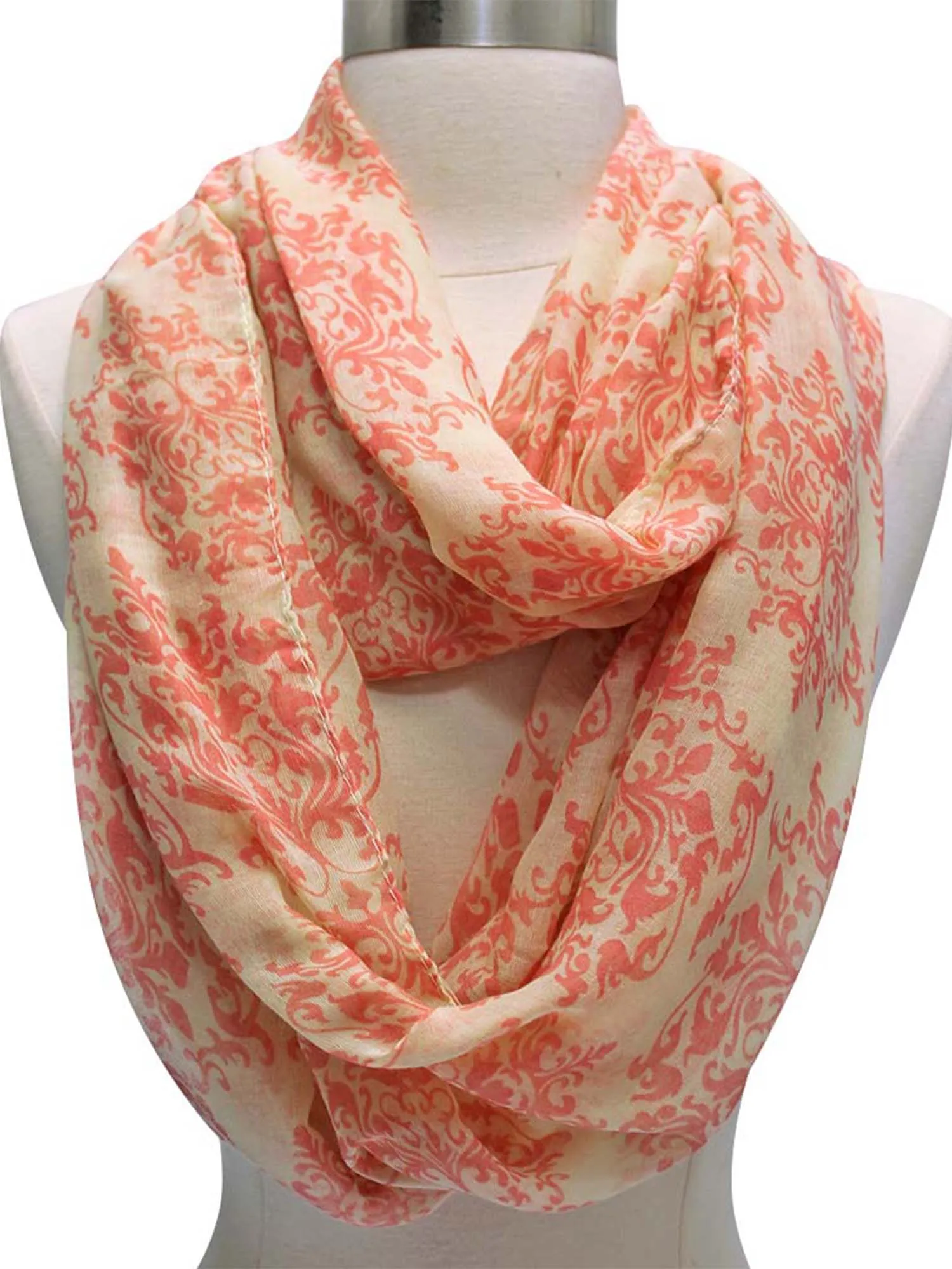 Damask Brocade Print Infinity Scarf