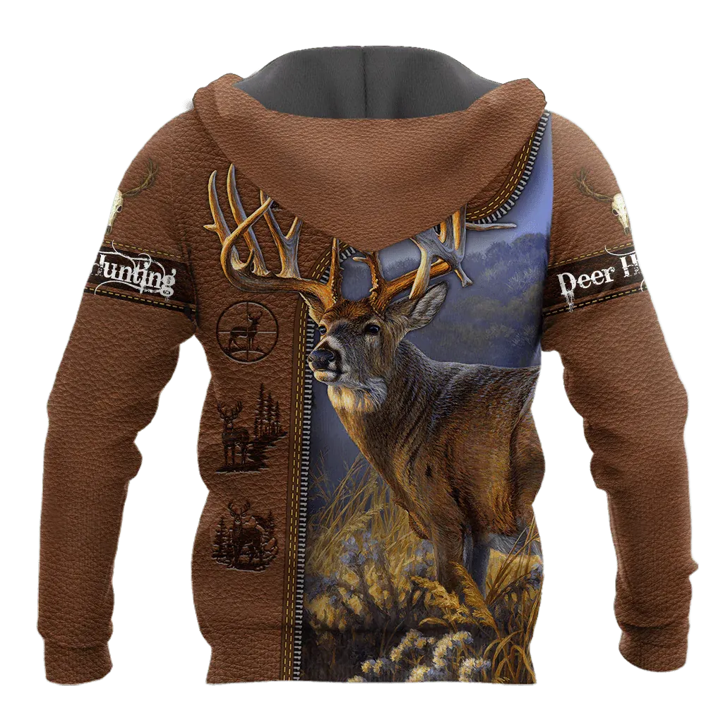 Deer Hunting Leather Pattern Hoodie, Target Out Hunter Hoodie, Hunter Hoodie For Dad Son