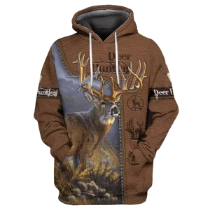 Deer Hunting Leather Pattern Hoodie, Target Out Hunter Hoodie, Hunter Hoodie For Dad Son