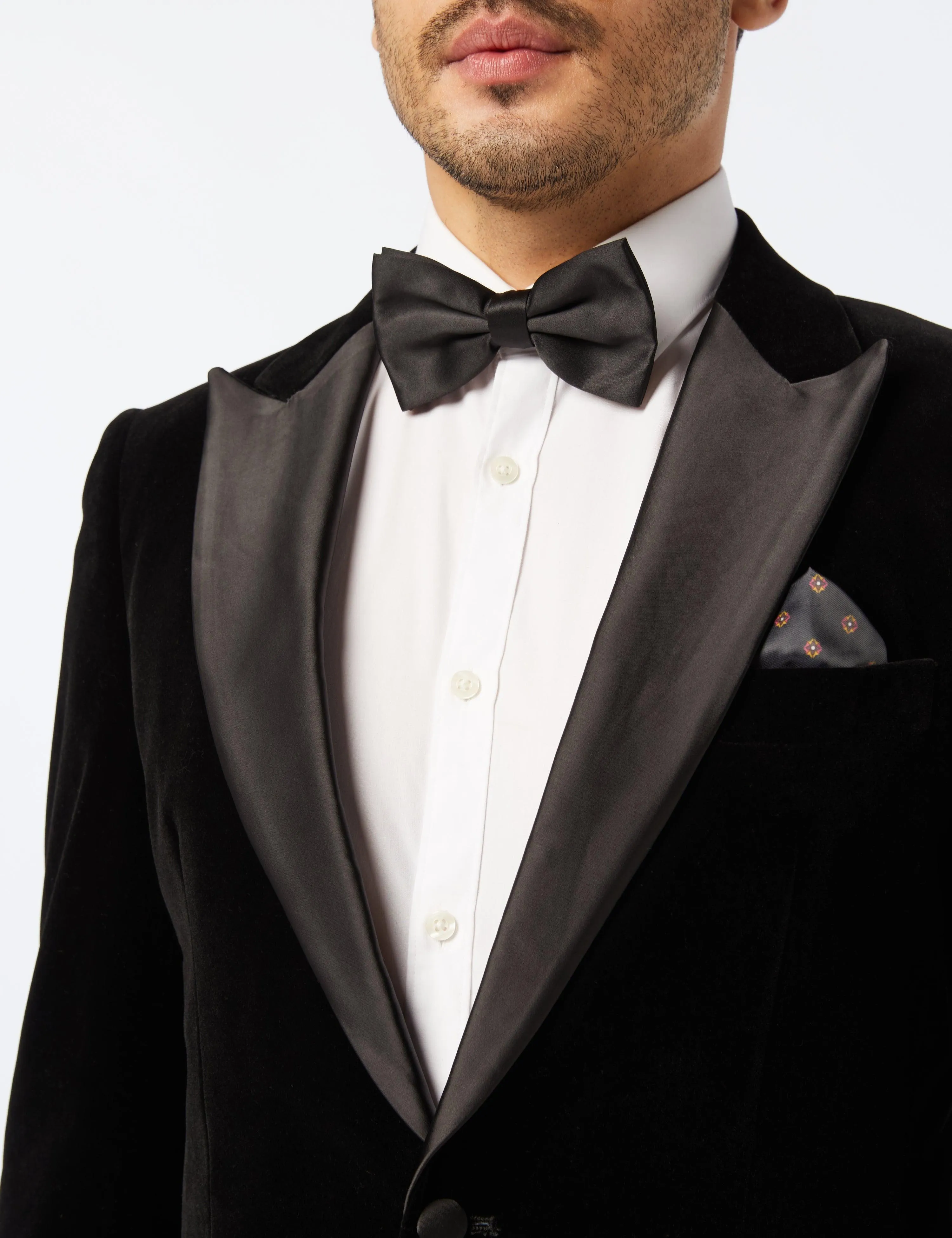 DINNER TIM - Black Soft Velvet Tuxedo Jacket