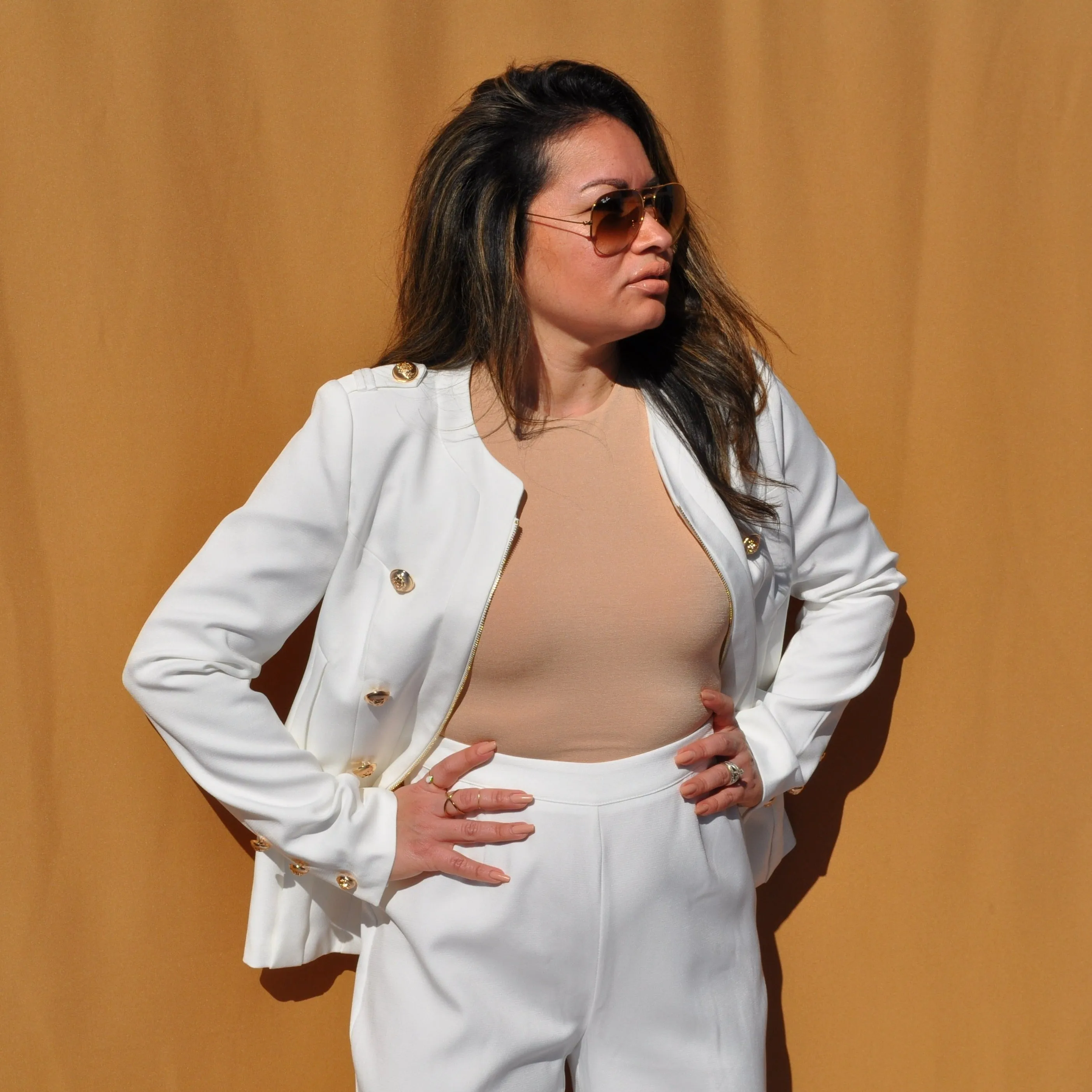 Double Breasted Blazer - White