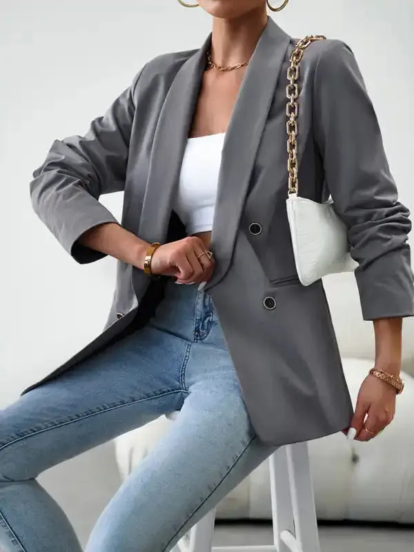 Elegant commuter double-breasted ladies suit jacket