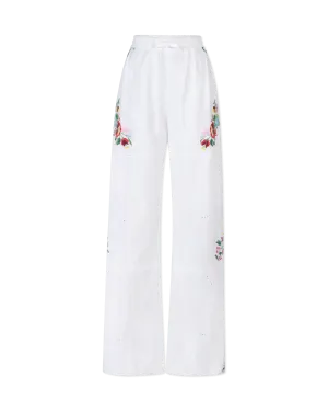 Embroidered Linen Pants