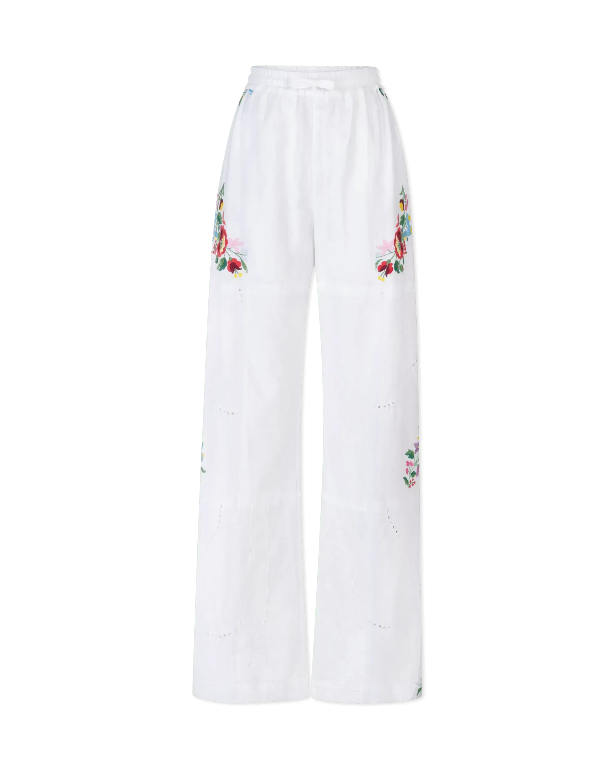 Embroidered Linen Pants