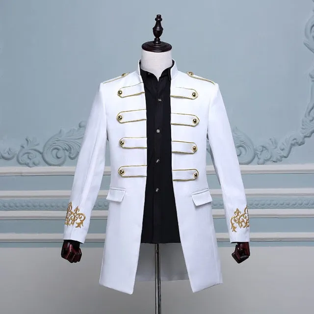 England Style with Chic Button Strap Design Men Costume Blazer