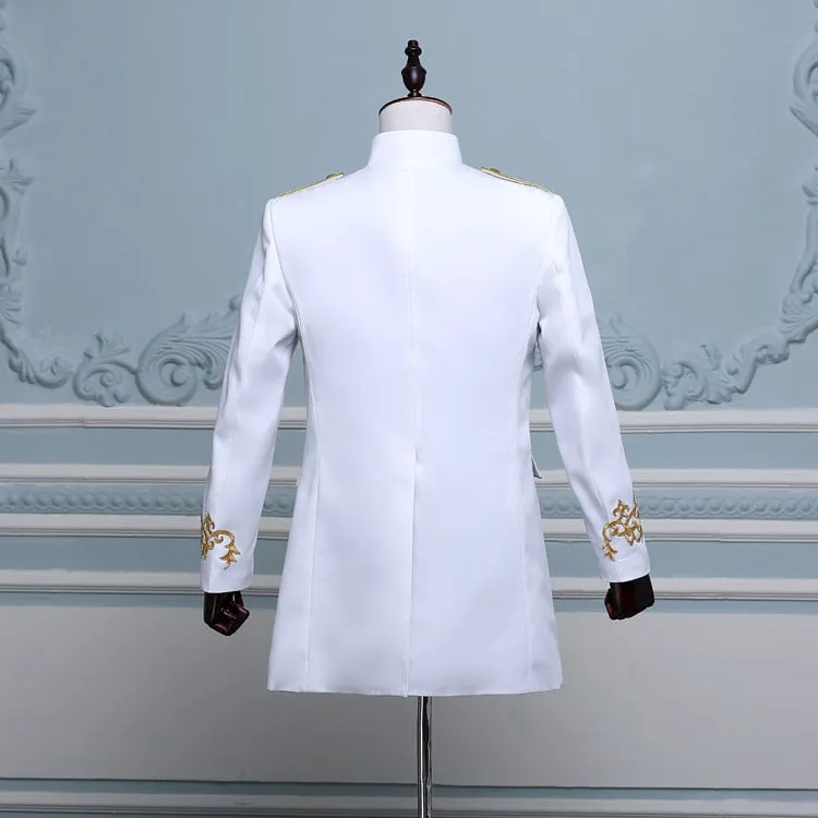 England Style with Chic Button Strap Design Men Costume Blazer