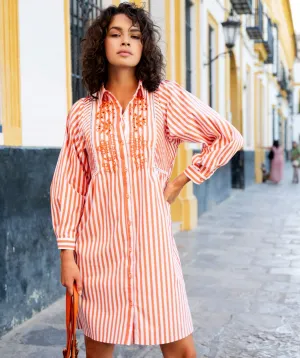 Esqualo Embroidered Striped Dress