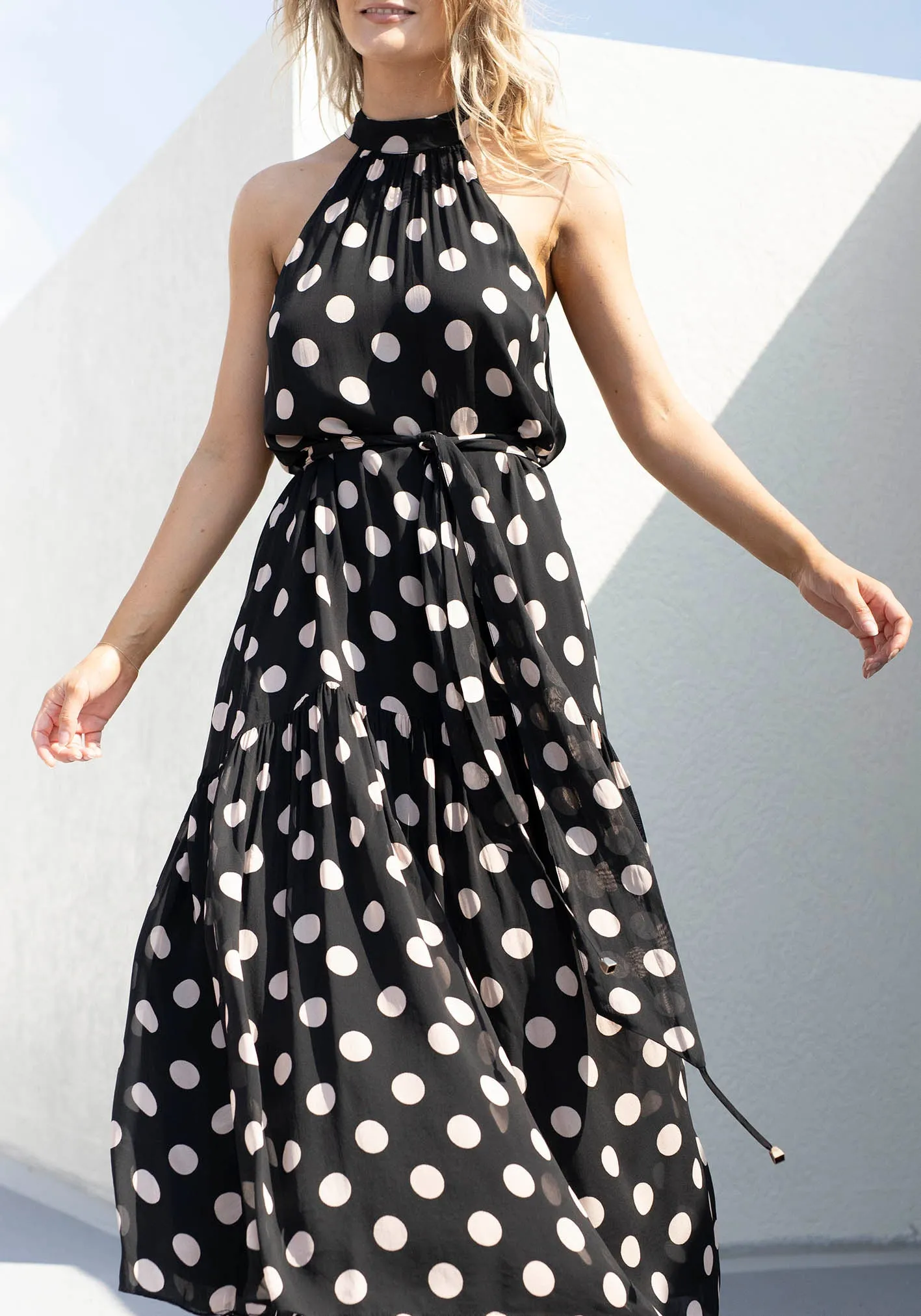 Evertime Polka Dot Halter Maxi Dress