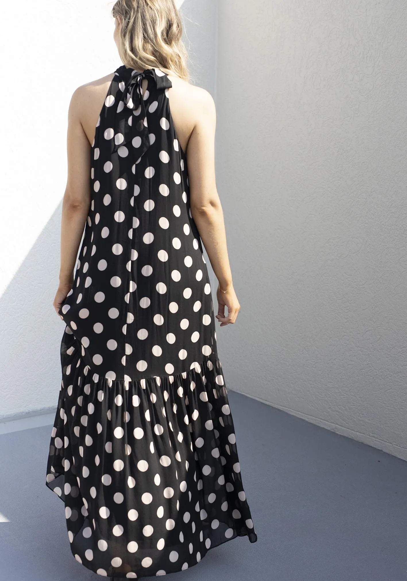 Evertime Polka Dot Halter Maxi Dress