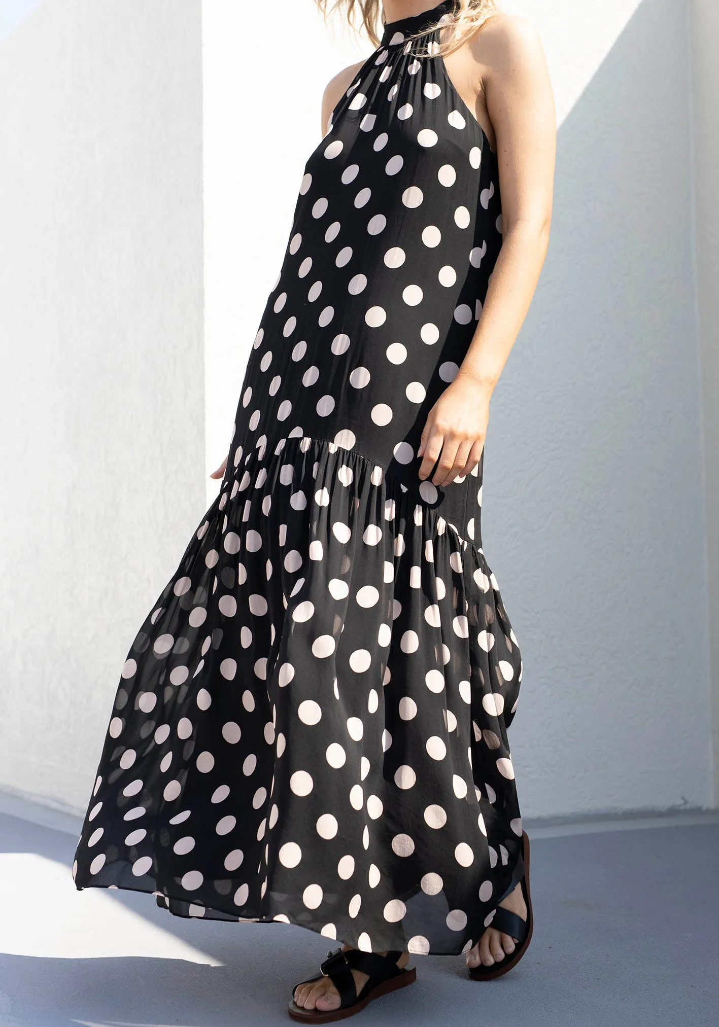 Evertime Polka Dot Halter Maxi Dress