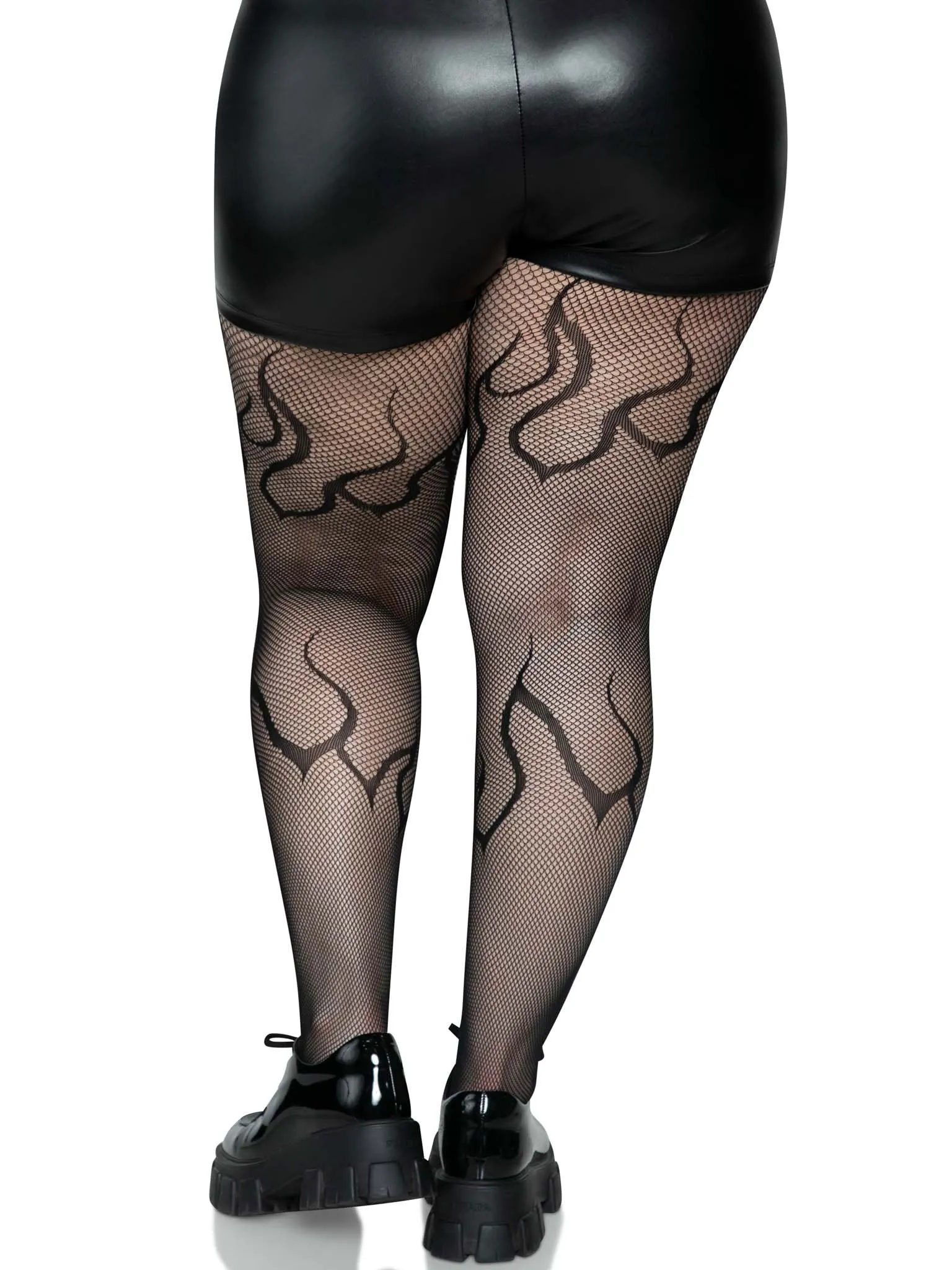 Flame Net Tights - 1x/2x - Black