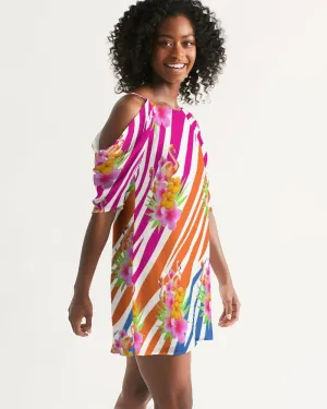 Flamingo Fiesta Cold Shoulder Dress