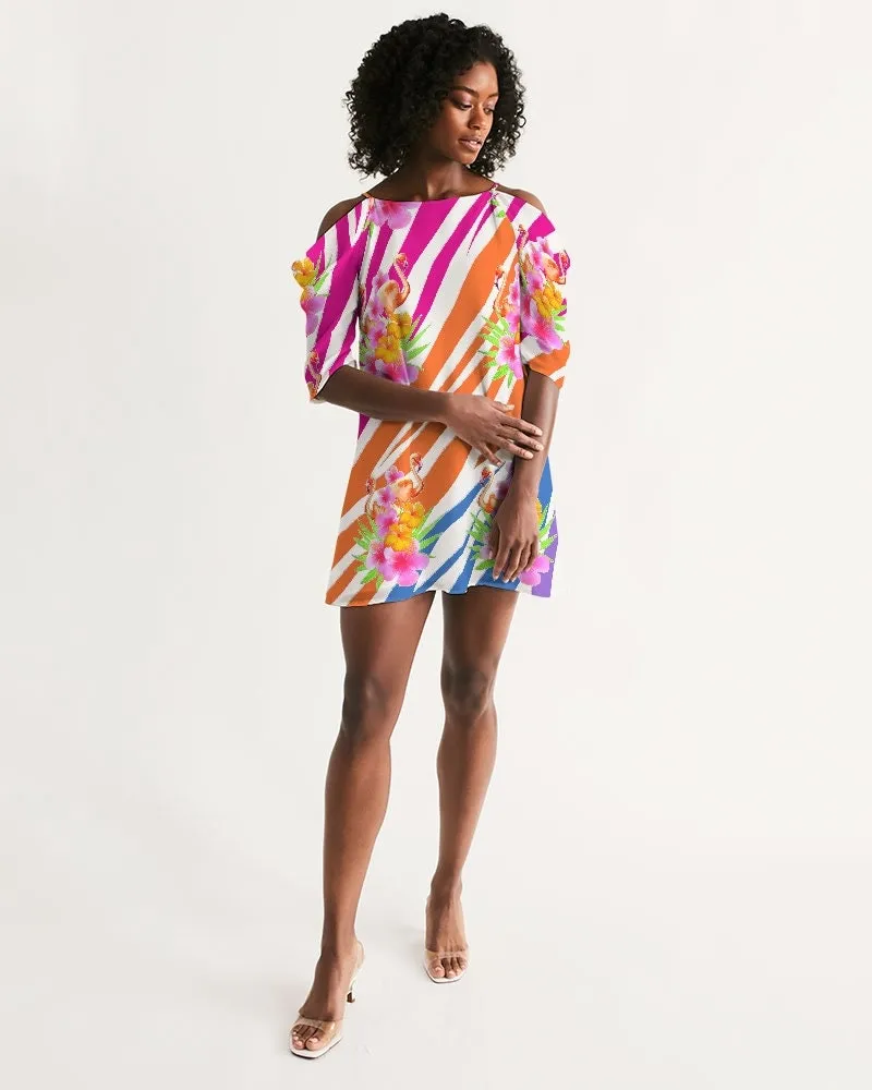 Flamingo Fiesta Cold Shoulder Dress