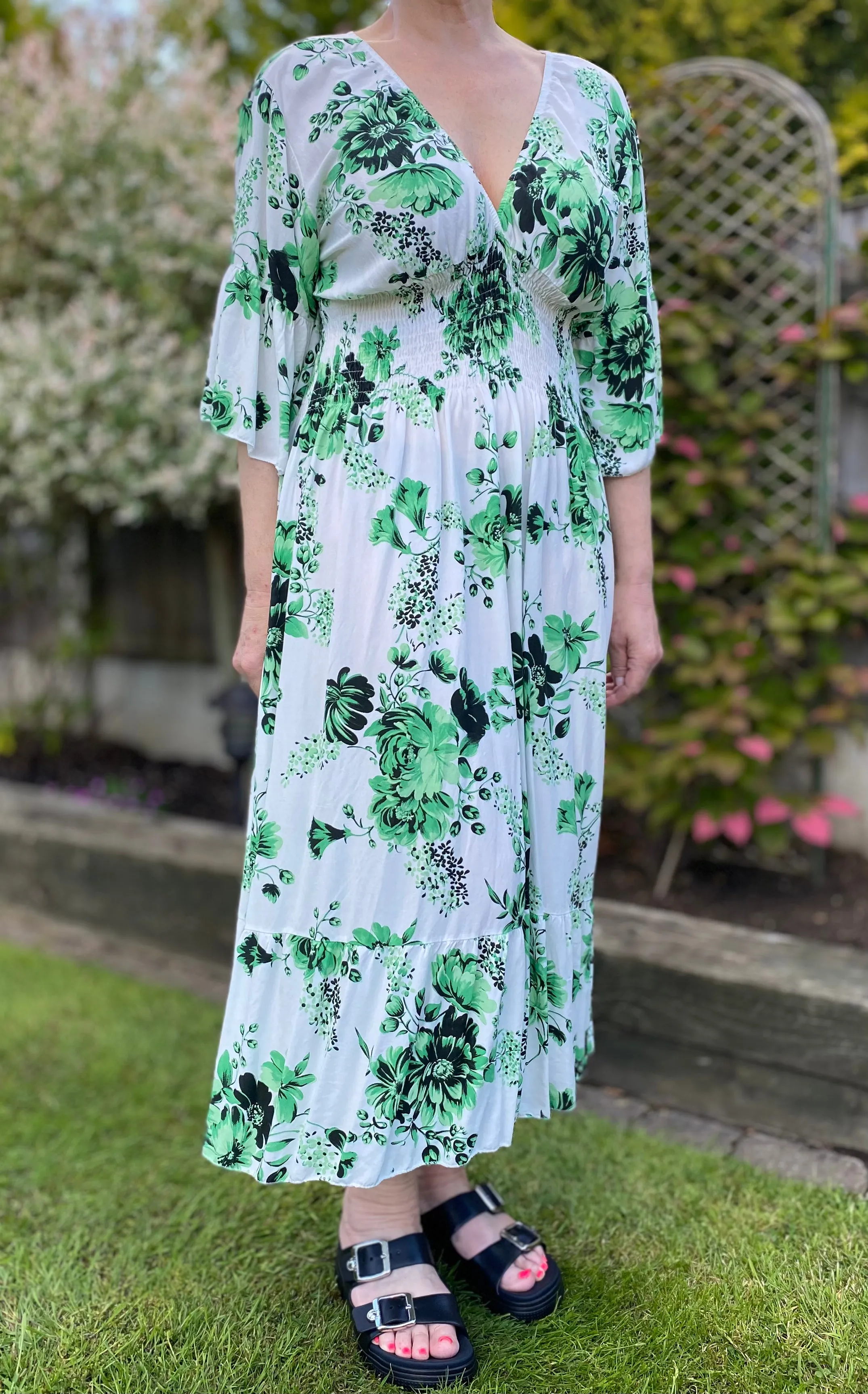 Flower Print Crossover Style Maxi Dress (4 Colours)