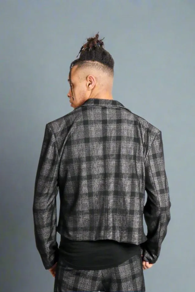 For That Thing You Have To Go To 'Dark Grey Check Cropped Blazer'