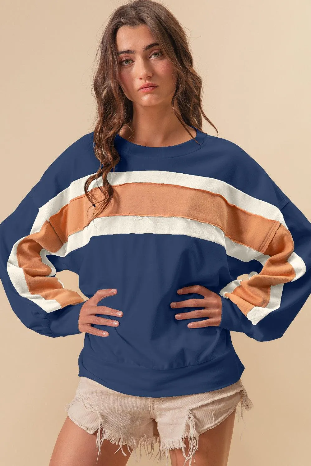 French Terry Color Block Sweatshirt