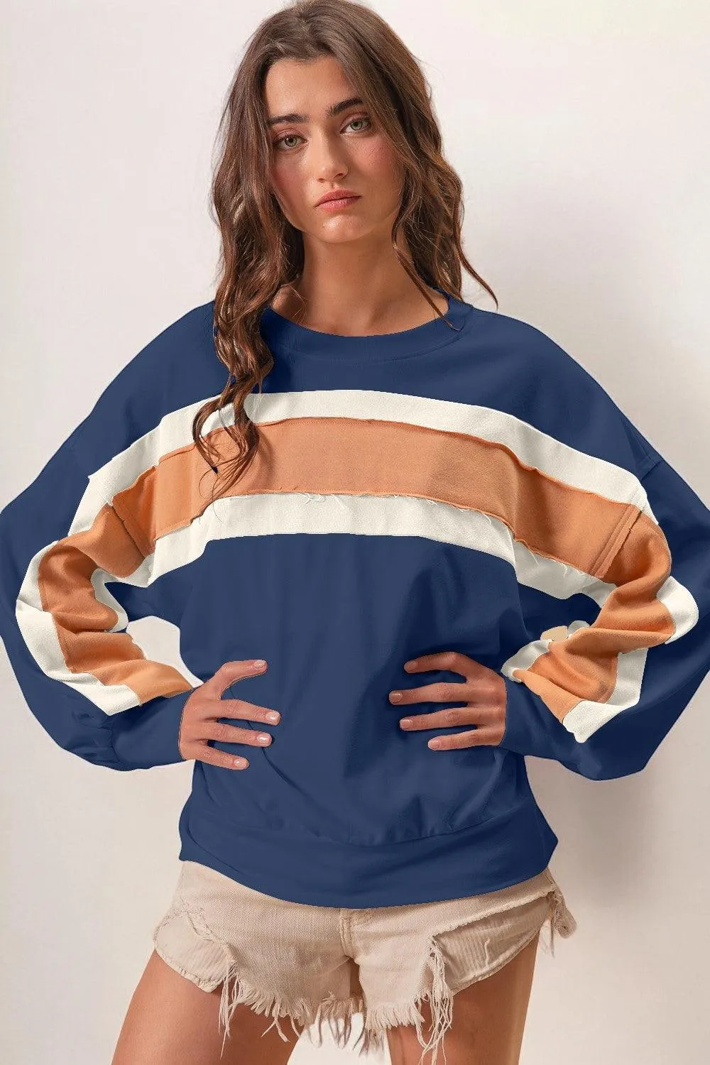 French Terry Color Block Sweatshirt