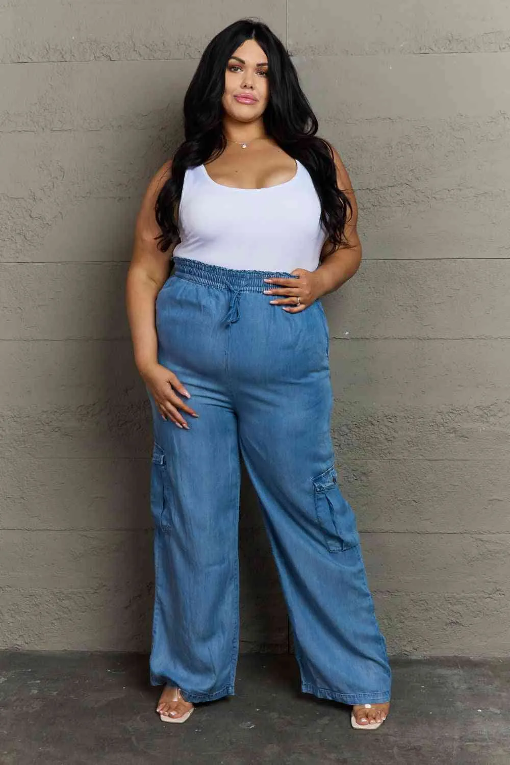 GeeGee Out Of Site Full Size Denim Cargo Pants