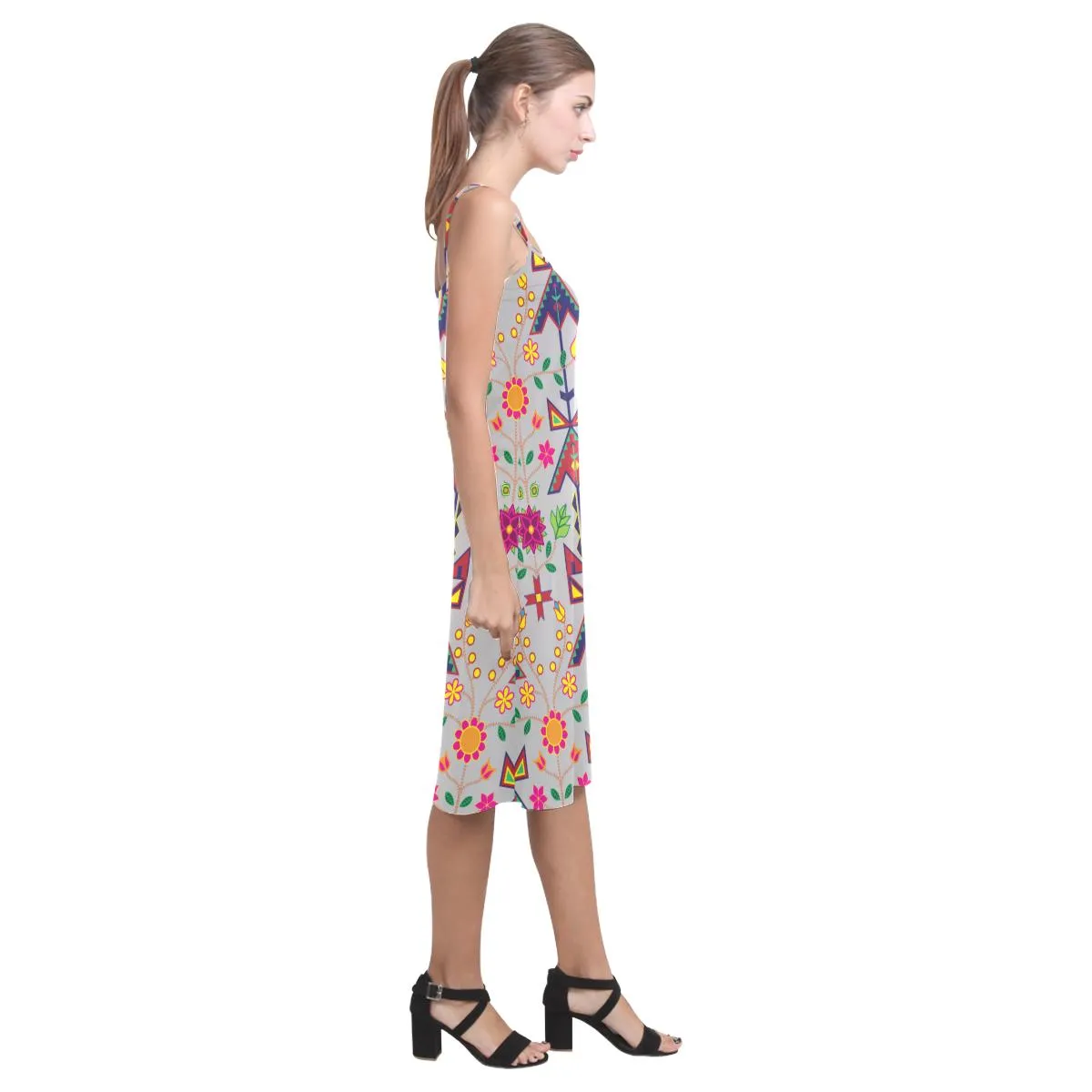 Geometric Floral Spring - Gray Alcestis Slip Dress