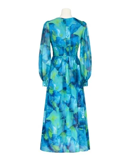 Georgie Chiffon Maxi Dress - Green/Blue Print