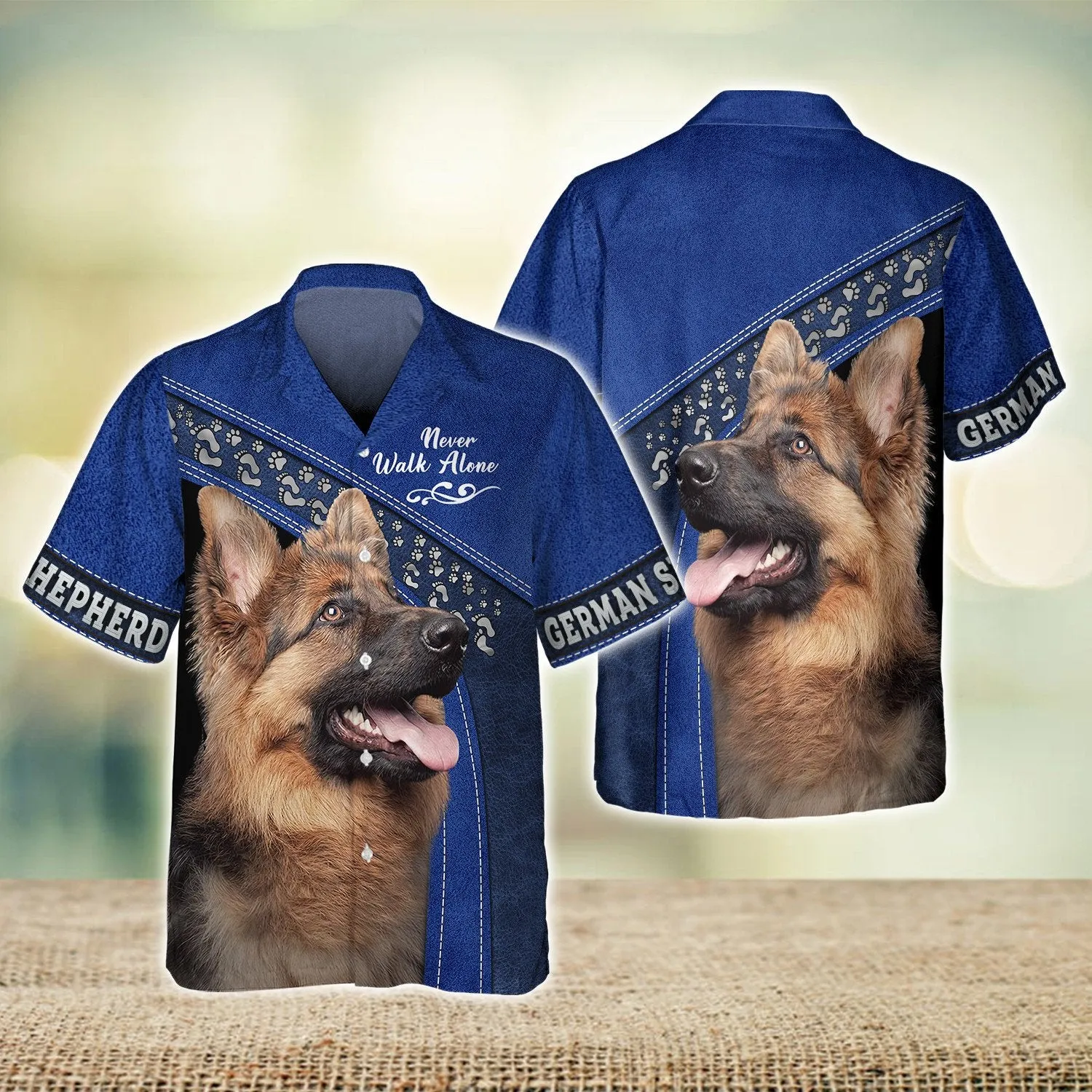 German Shepherd Love Never Walk Alone Blue 3D Full Print Shirts, Shirt For Dog Lovers, Dog Memorial Gifts for loss of Dog