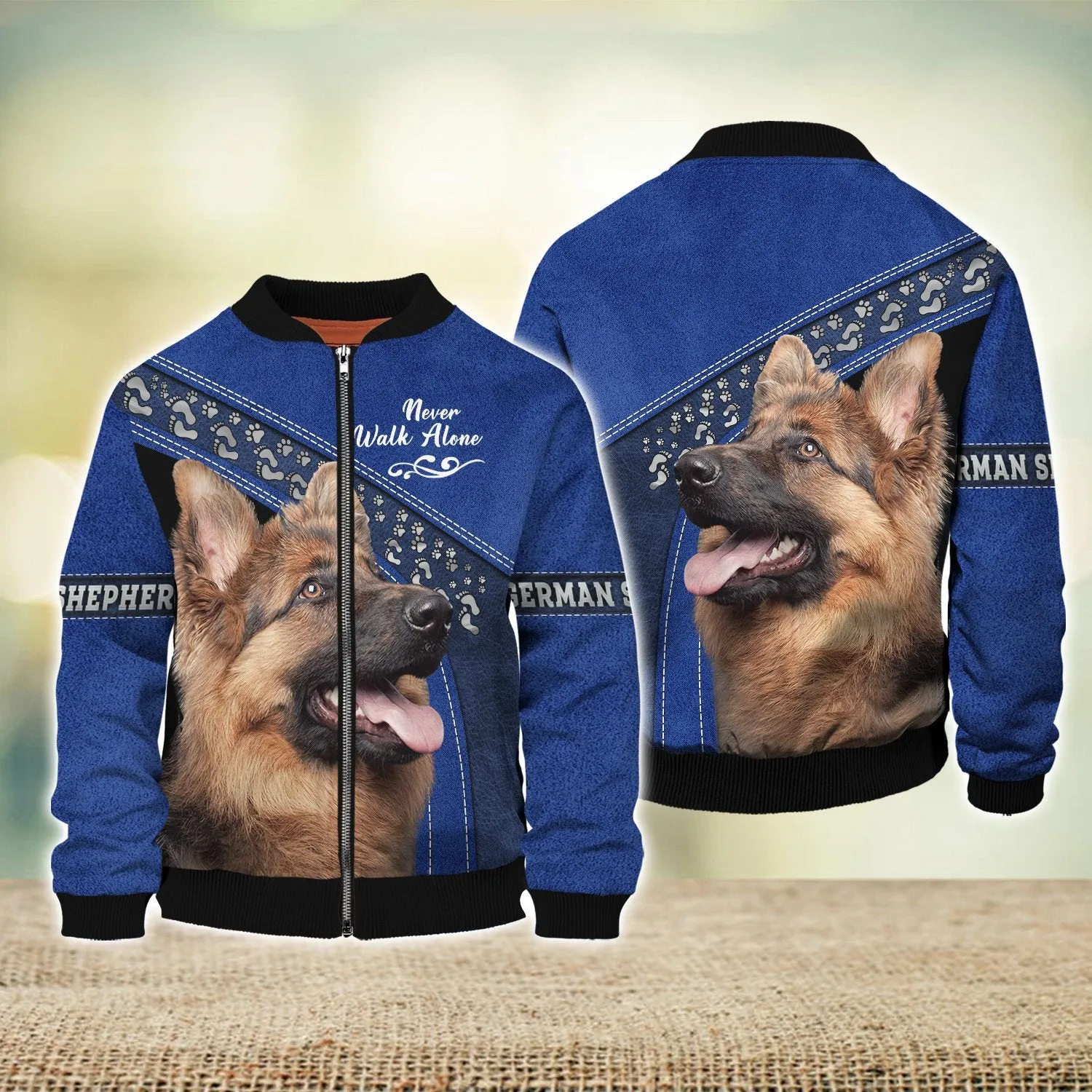 German Shepherd Love Never Walk Alone Blue 3D Full Print Shirts, Shirt For Dog Lovers, Dog Memorial Gifts for loss of Dog