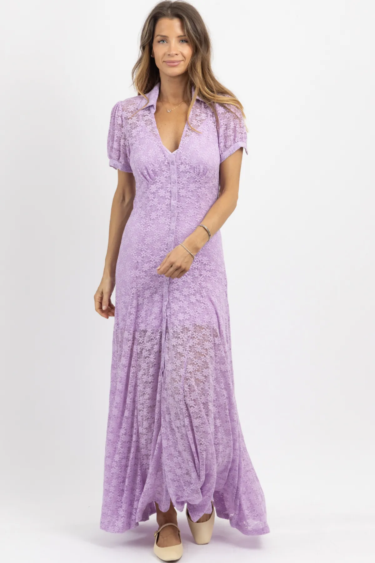 GIANNA LAVENDER LACE MAXI DRESS