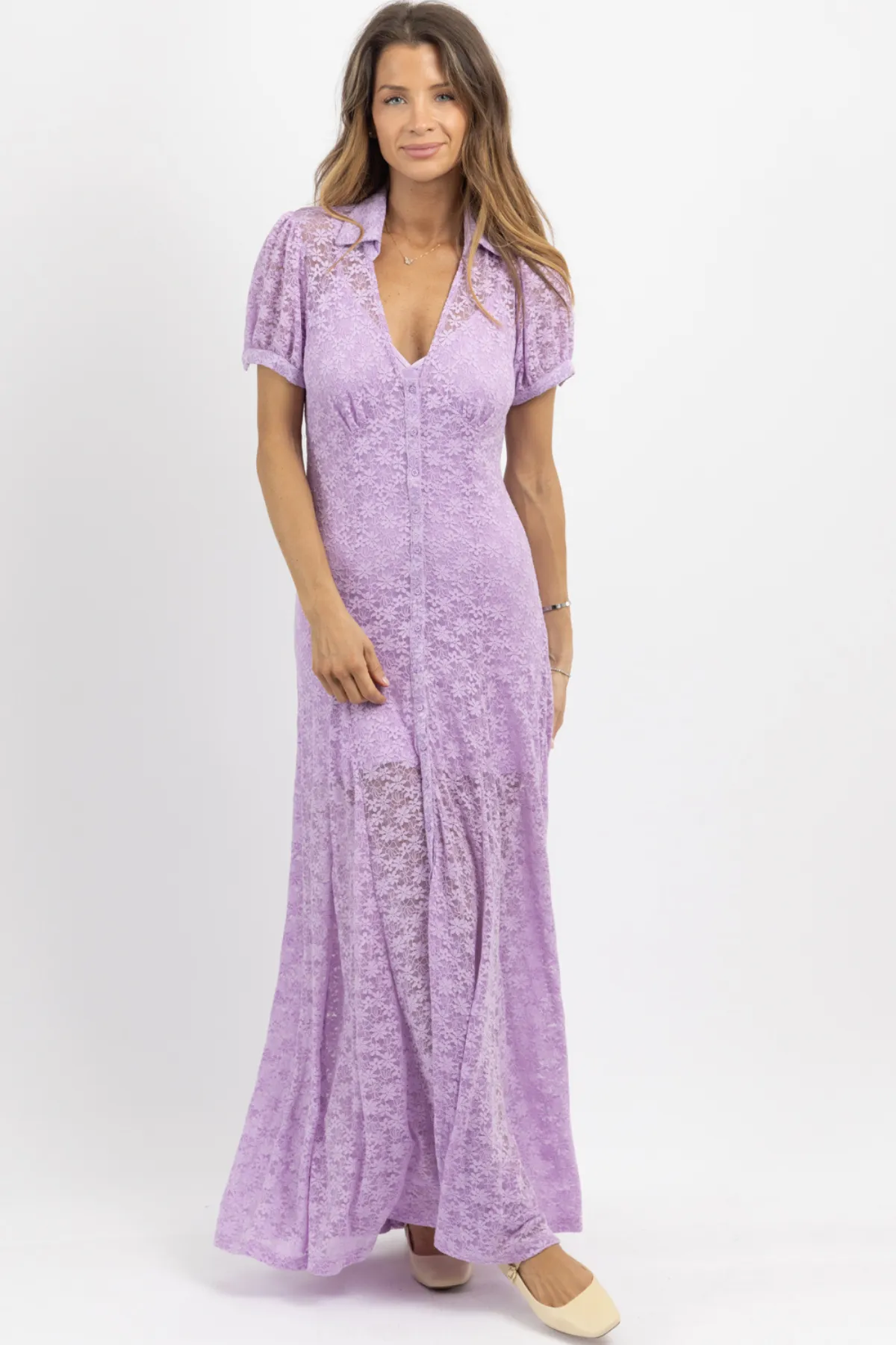 GIANNA LAVENDER LACE MAXI DRESS