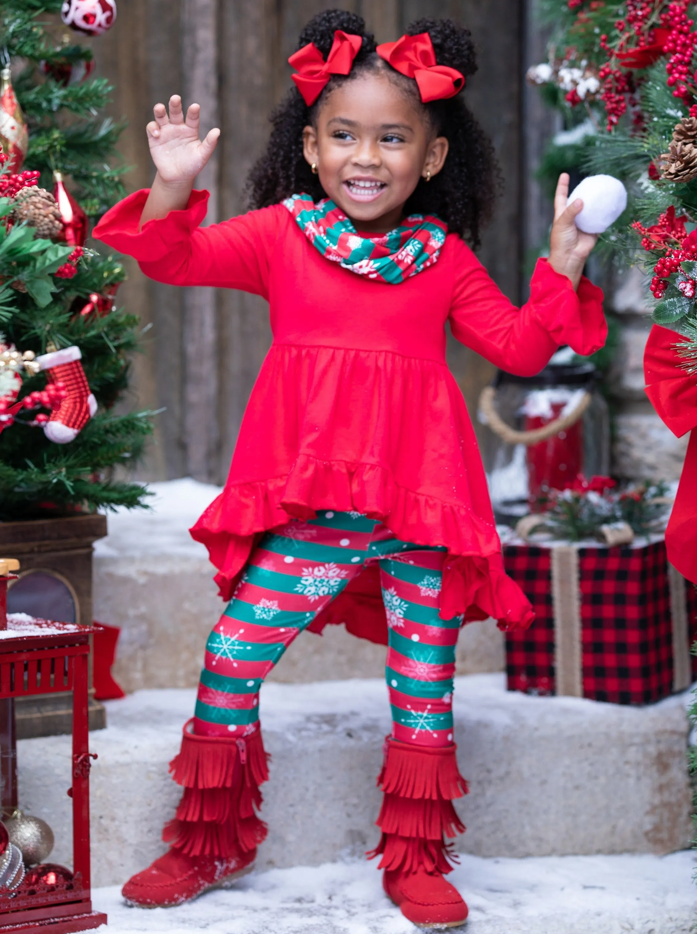 Giftwrapped Stripe Tunic, Scarf, and Legging Set