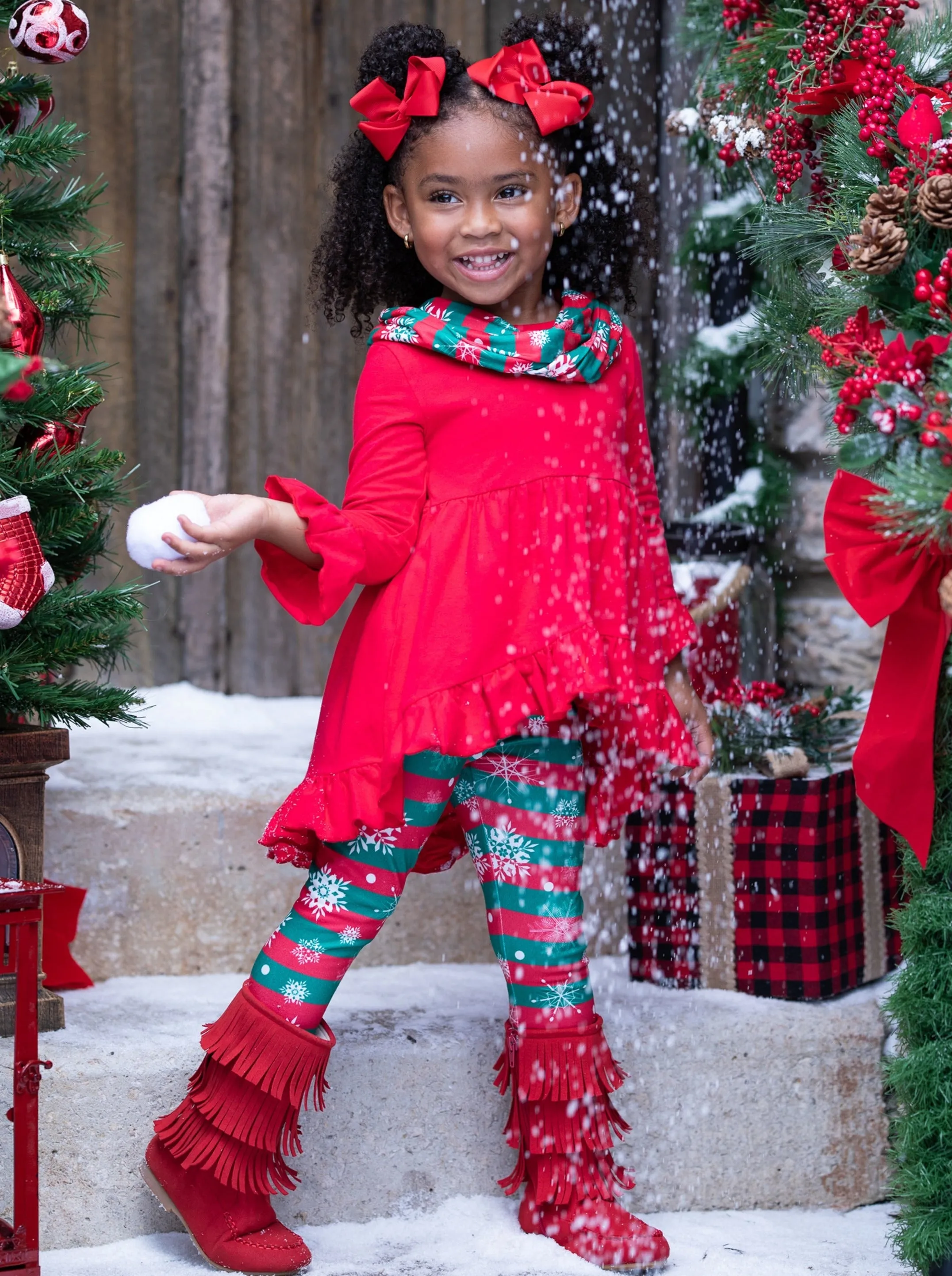 Giftwrapped Stripe Tunic, Scarf, and Legging Set