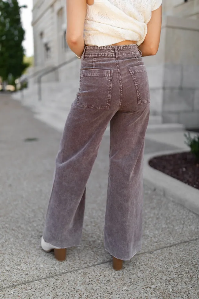 Got My Closure Brown Acid Wash Corduroy Wide Leg Pants FINAL SALE