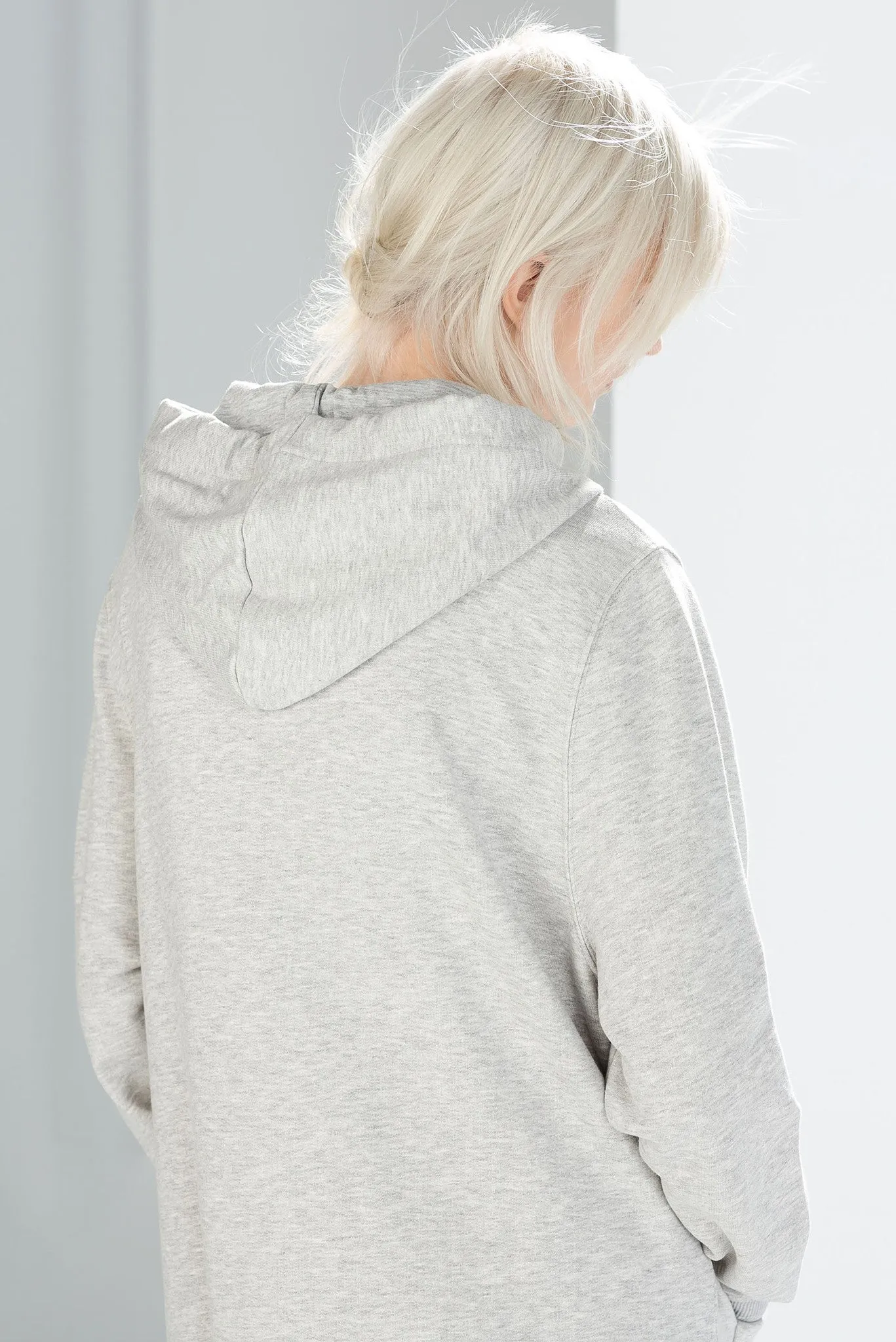 Gray Long Sweatshirt Overlong Oversized Essential Hoodie