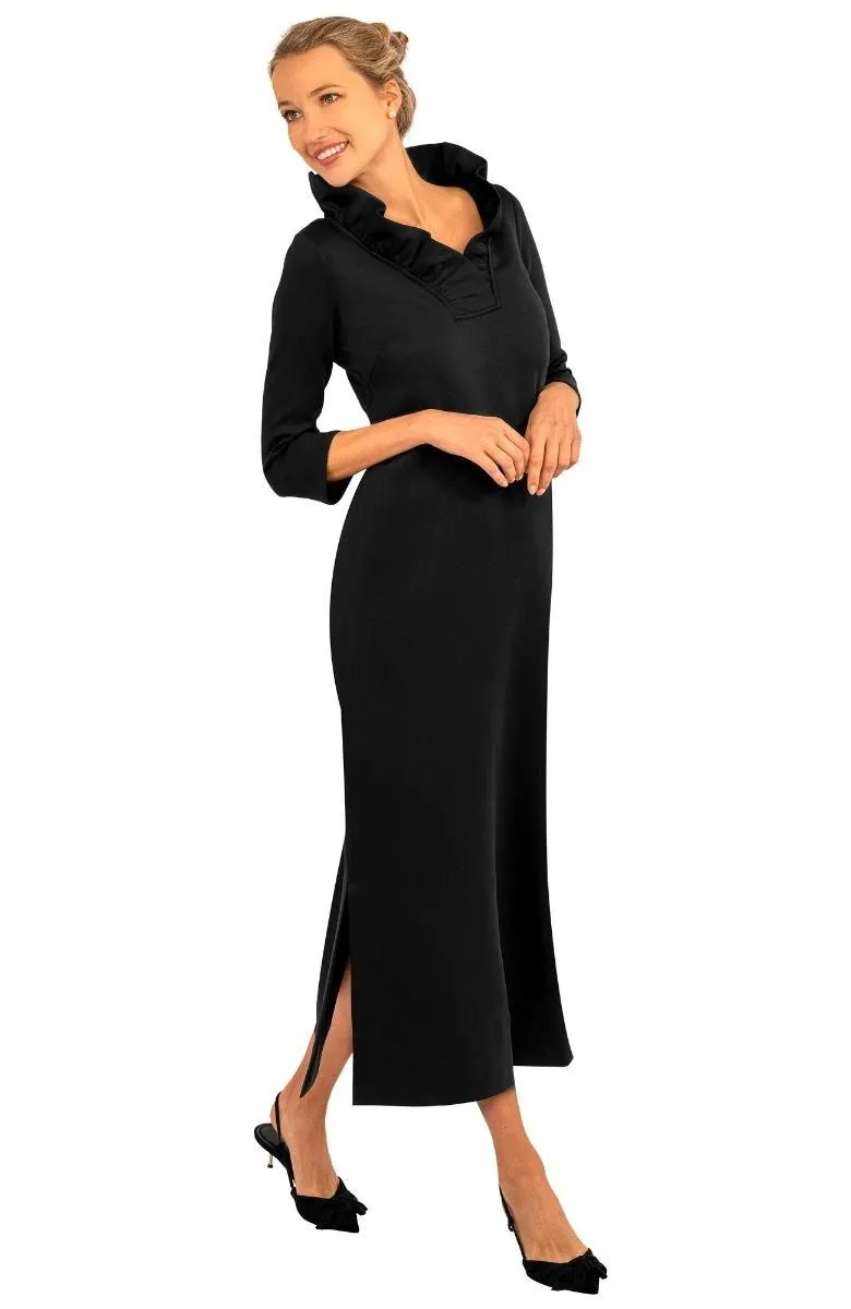 Gretchen Scott Ruff Neck Maxi Dress - Solid Black