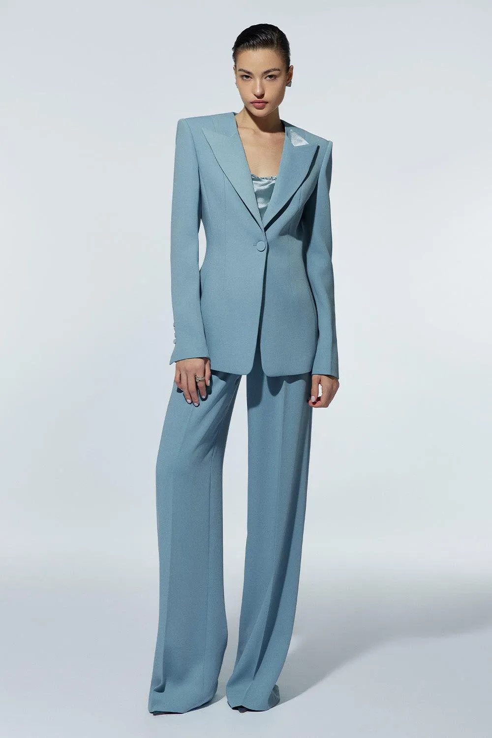 Grosvenor Structured Square Shoulder Crepe Blazer