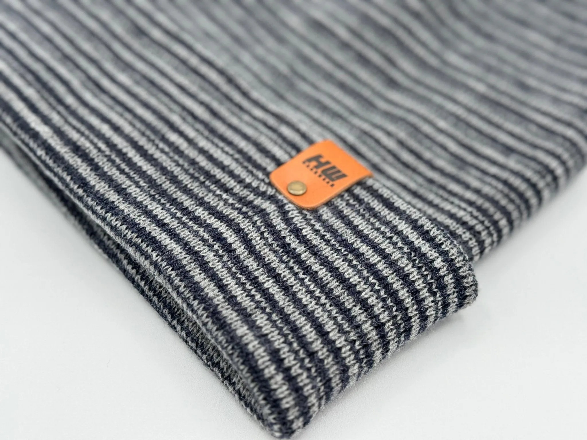 HAAKWEAR Traditional Contrast Cuffed Beanie / Hat - Gray / Denim, Made in USA