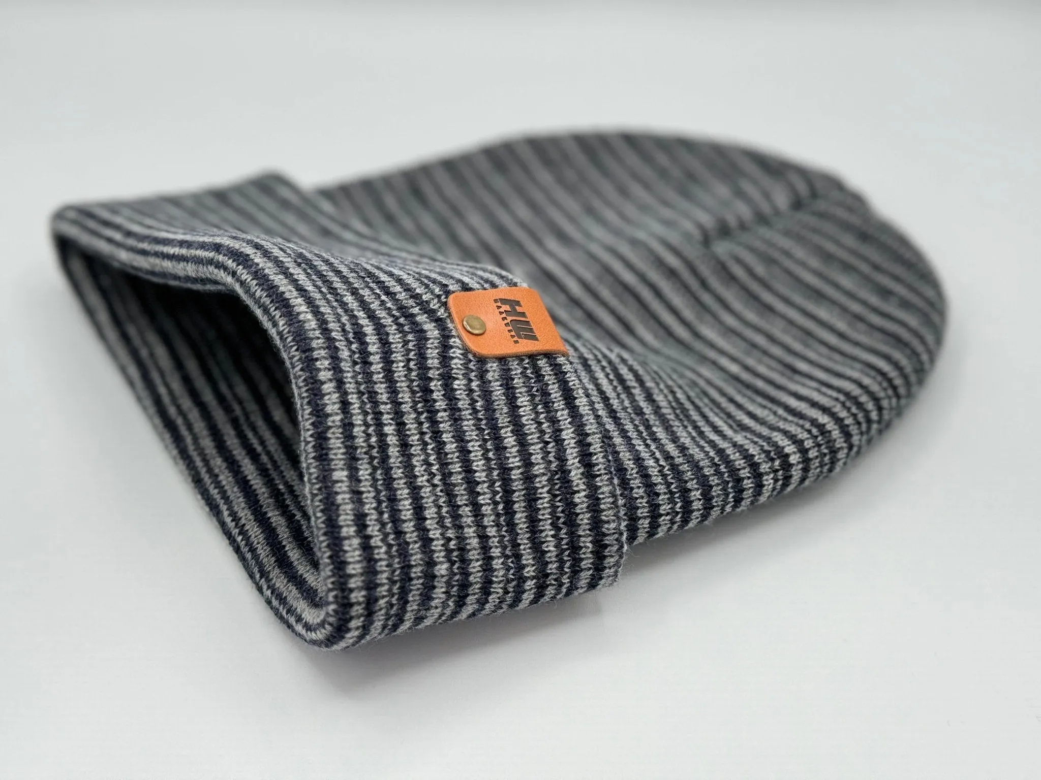 HAAKWEAR Traditional Contrast Cuffed Beanie / Hat - Gray / Denim, Made in USA