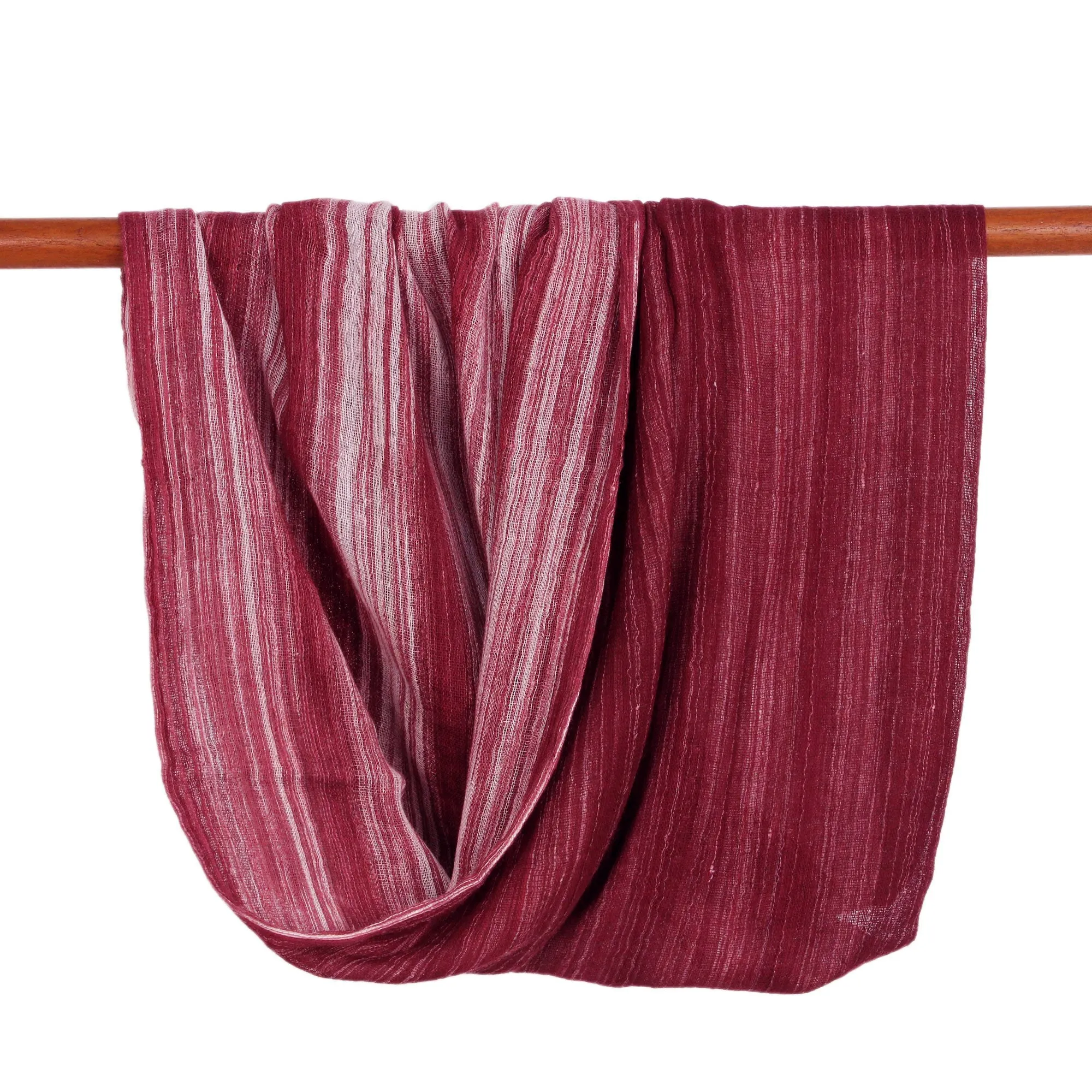 Hand Woven 100% Cotton Infinity Scarf from Thailand - Burgundy Horizon | NOVICA