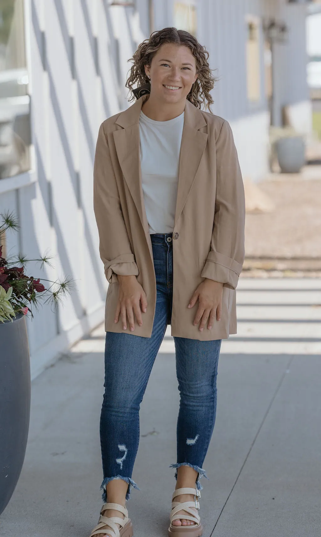 HAZEL LIGHT WEIGHT TOFFEE COLORED BLAZER