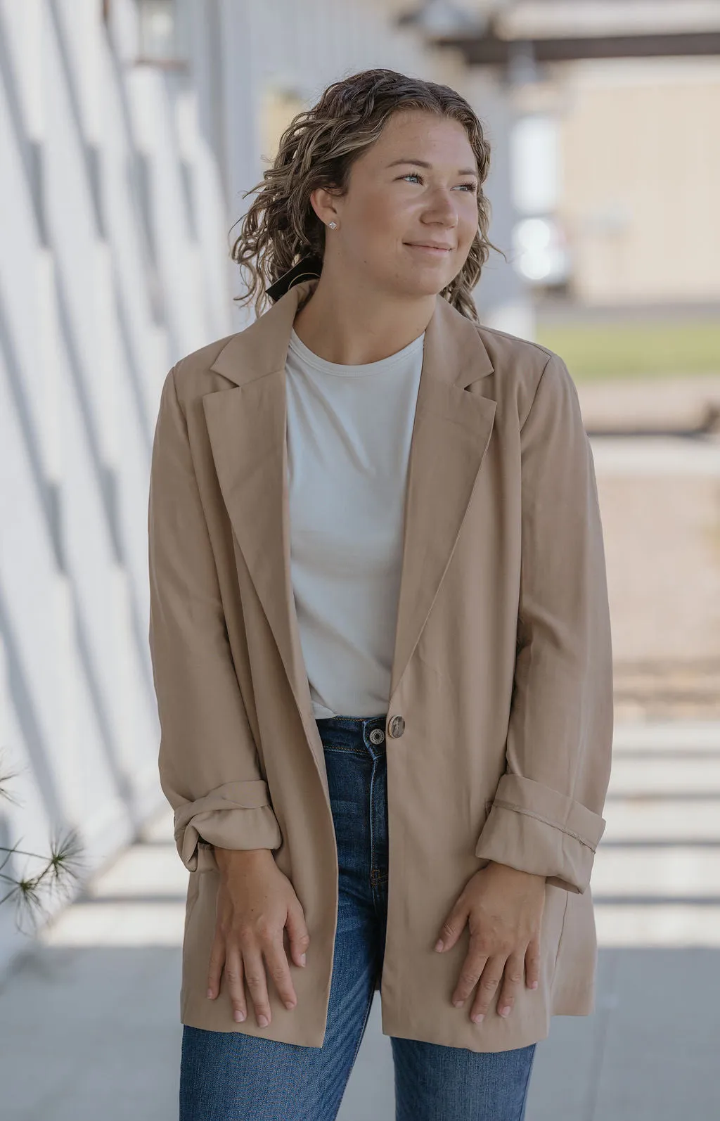 HAZEL LIGHT WEIGHT TOFFEE COLORED BLAZER