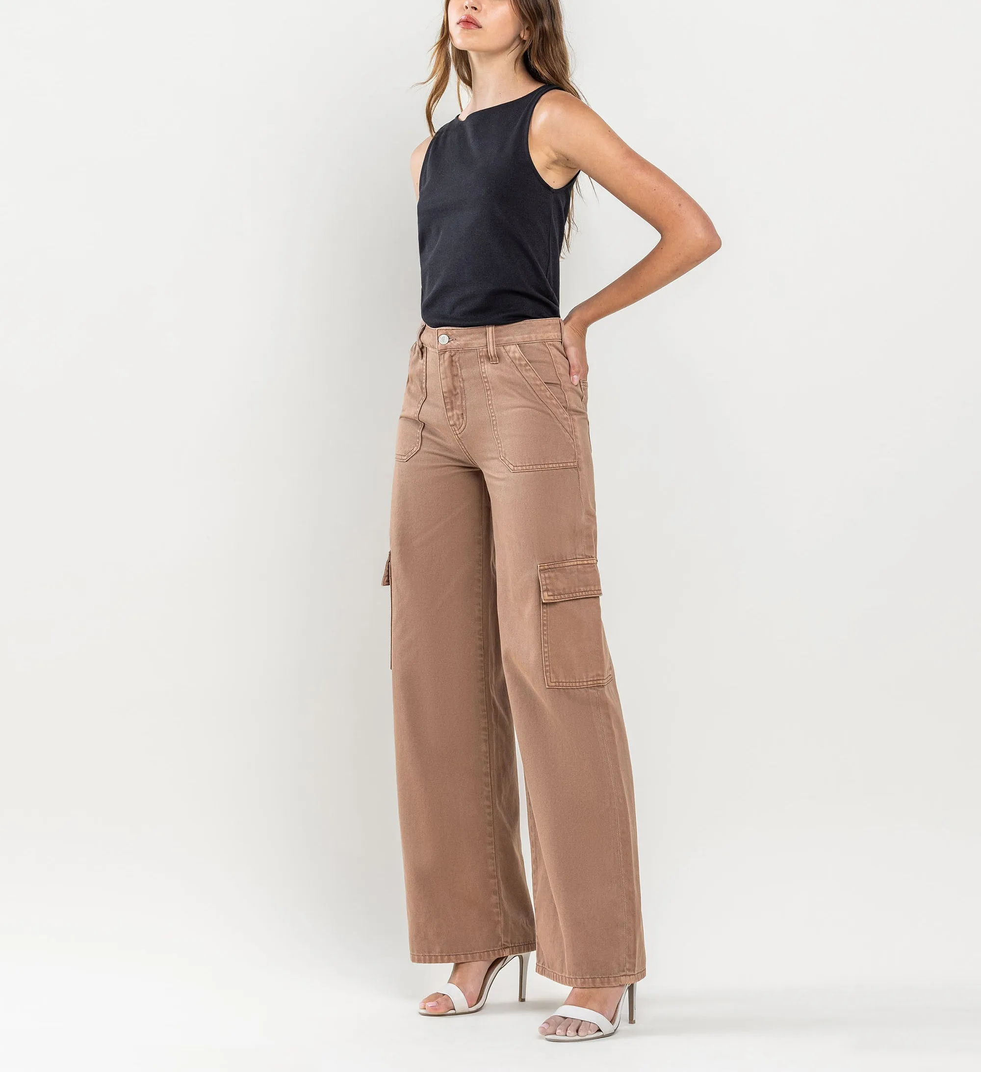 High Rise Utility Cargo Wide Leg Pants