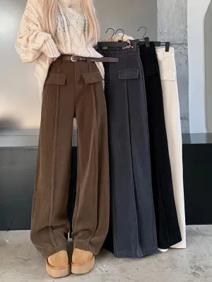 High Waist Corduroy -Trousers With Wide Legs