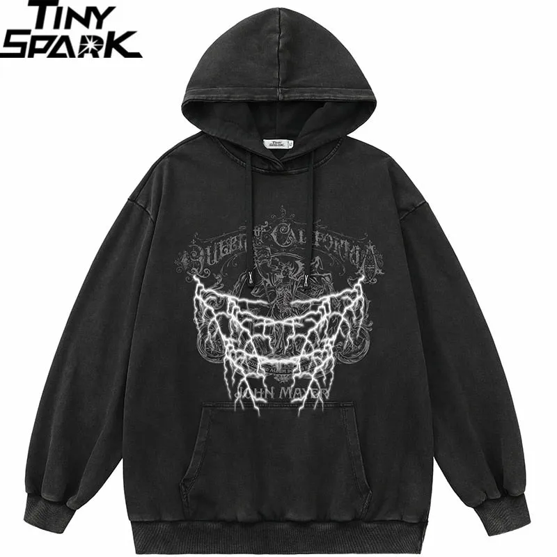 Hip Hop Retro Graphic Lightning Hoodie