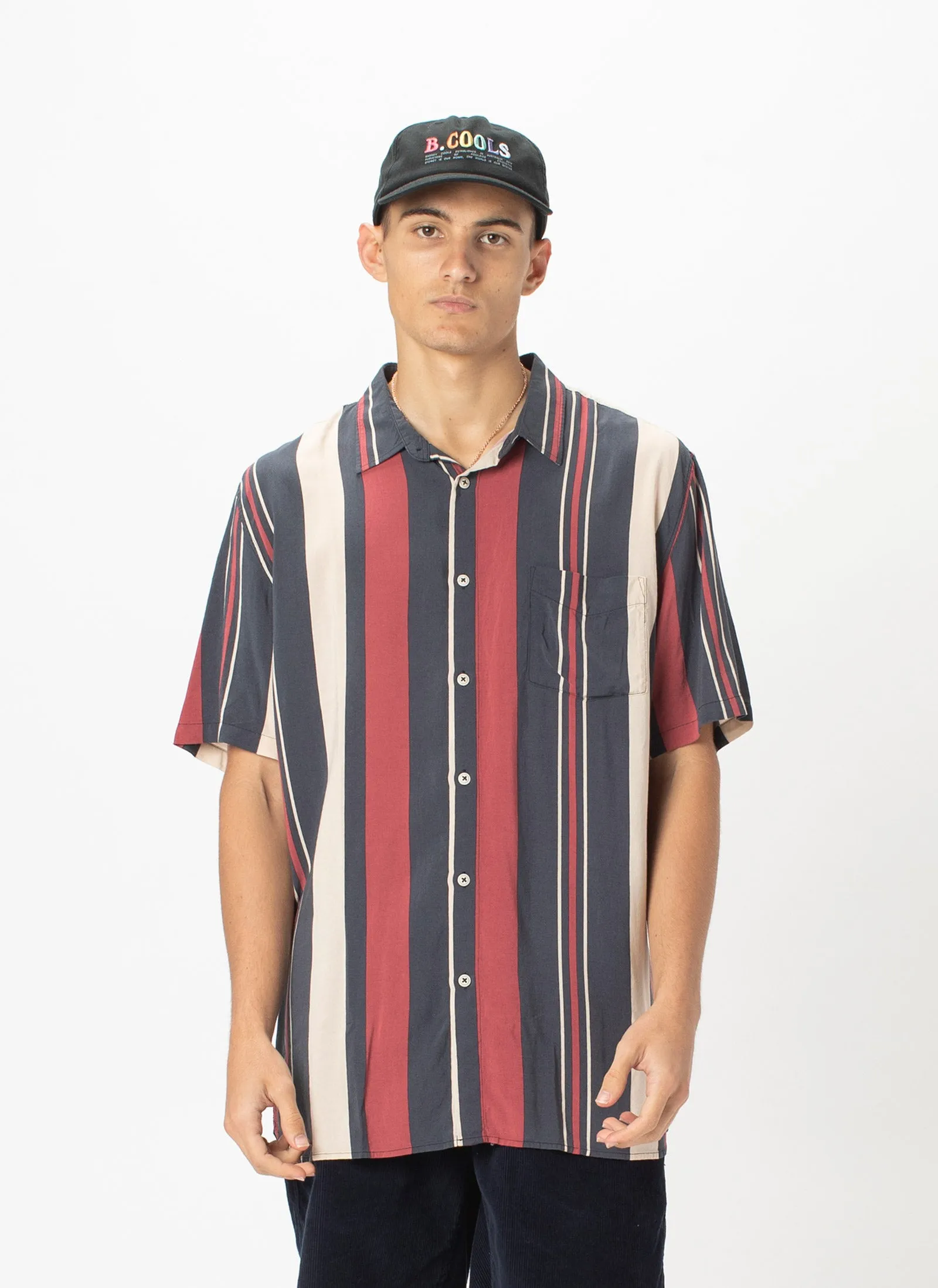 Holiday Short-Sleeve Shirt Red Vert Stripe