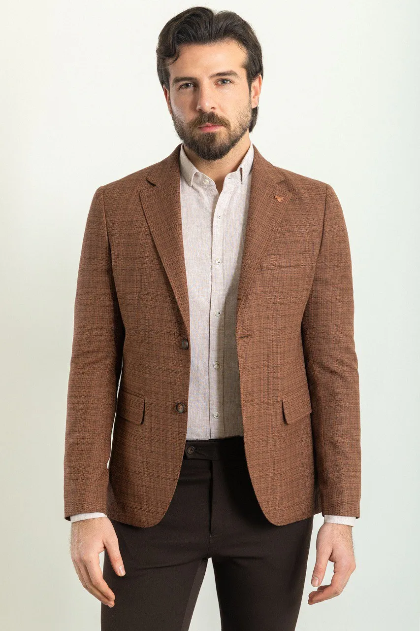 HolloMen Brown Patterned Blazer